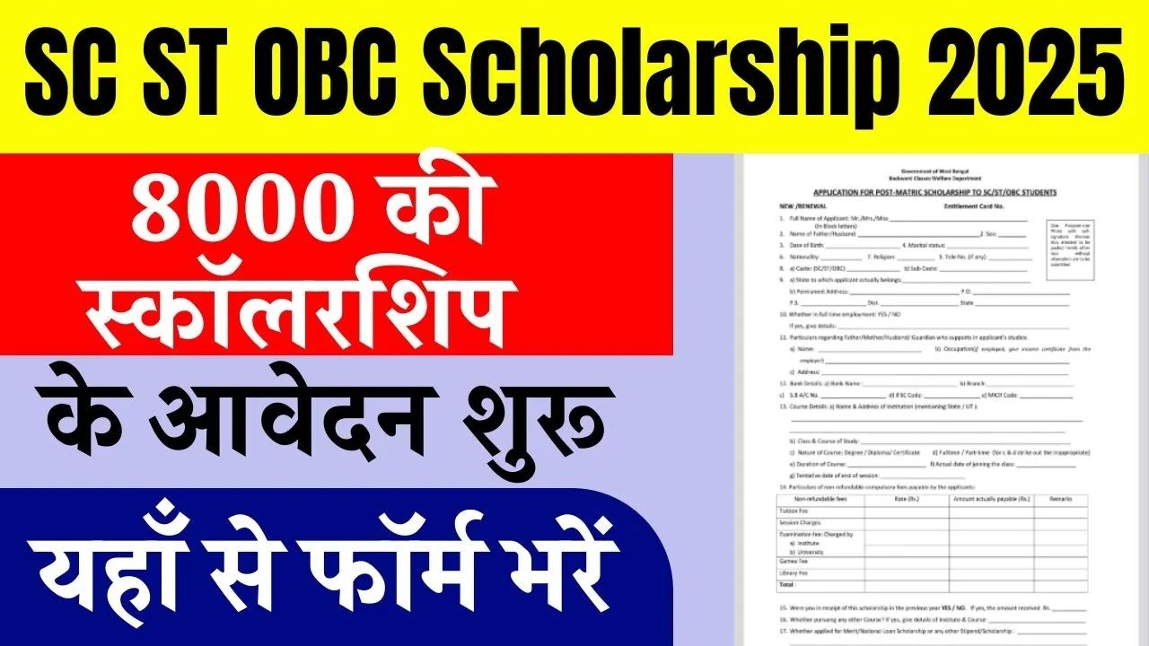 SC ST OBC Scholarship 2025