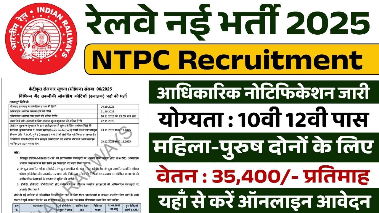Railway NTPC Vacancy